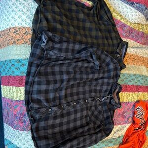 Timberland Pro Plaid Button-Up Shirts - Black and Green and blue and green two